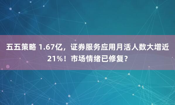 五五策略 1.67亿，证券服务应用月活人数大增近21%！市场情绪已修复？
