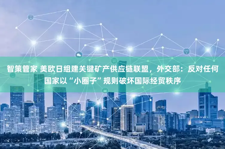 智策管家 美欧日组建关键矿产供应链联盟，外交部：反对任何国家以“小圈子”规则破坏国际经贸秩序